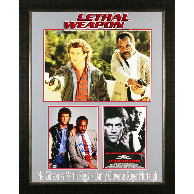 Mel Gibson & Danny Glover Lethal Weapon Authentic Signed 8x10 Framed Photo BAS