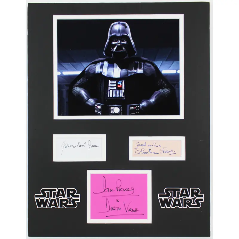 Star Wars Darth Vader (3) Jones, Prowse & Shaw Signed Matted Cut Display BAS