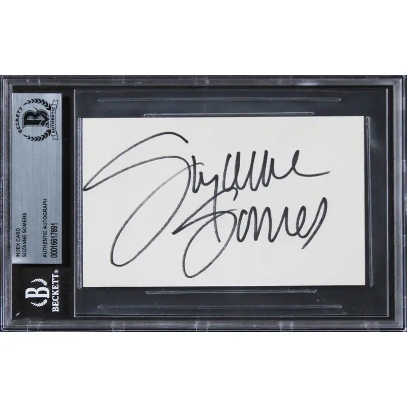 Suzanne Somers Three's Company Authentic Signed 3x5 Index Card BAS Slabbed 2