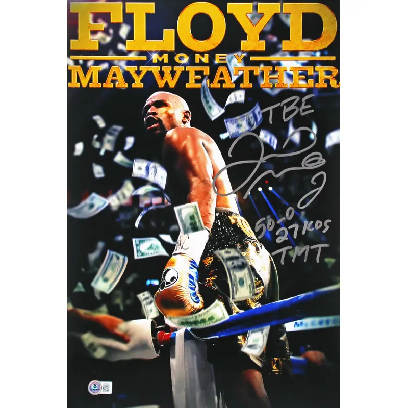 Floyd Mayweather "50-0 27 KOs TMT" Authentic Signed 12x18 Photo BAS #BP00959