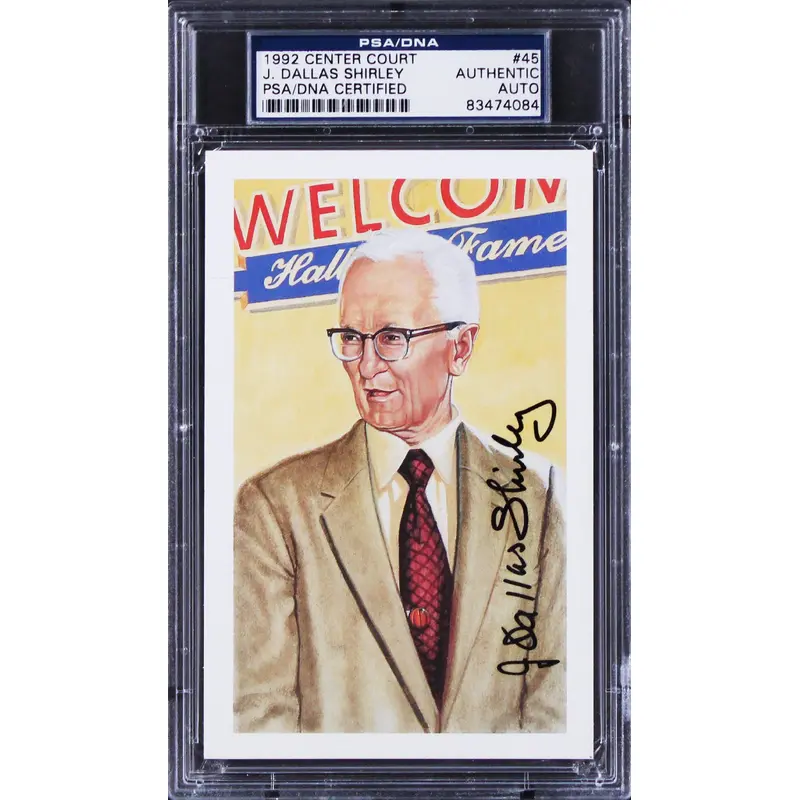 J. Dallas Shirley Signed 3.5x5.5 1992 Center Court Postcard #45 PSA/DNA Slabbed