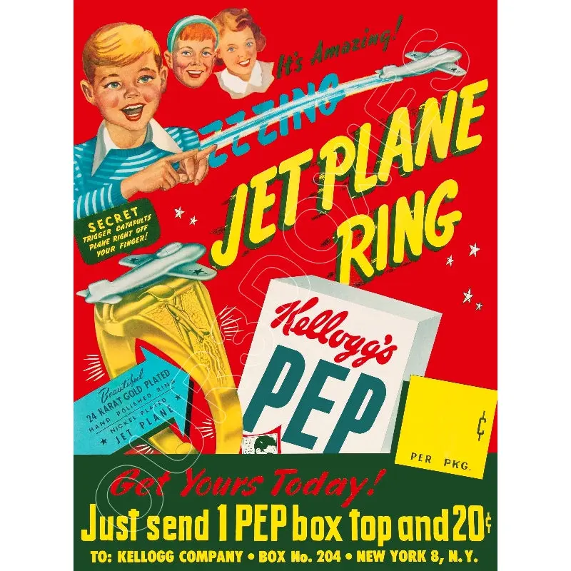 1948 Kellogg's Pep Store Counter Standup Sign - Jet Plane Ring - 2298