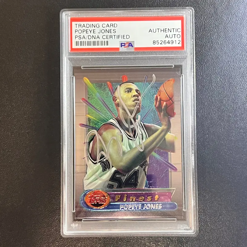 1994-95 Topps Finest #122 Popeye Jones Signed Card AUTO PSA Slabbed Mavericks