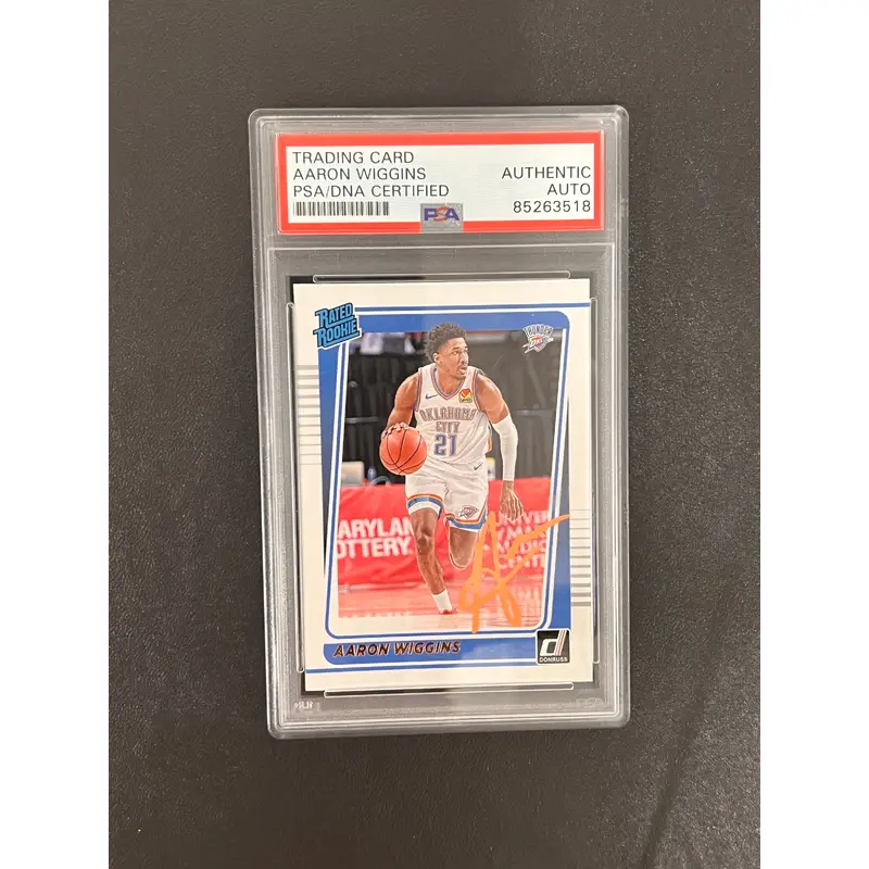 2021-22 Panini Donruss #241 Aaron Wiggins AUTO PSA/DNA Encapsulated RC Thunder