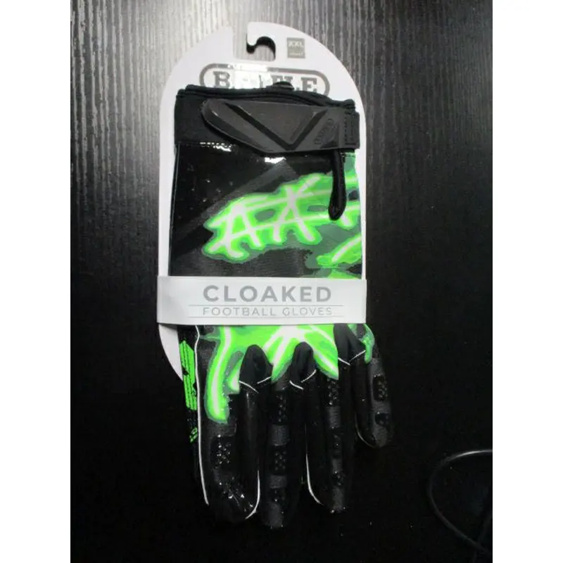 New Battle Cloaked "Nightmare" Neon Green Football Receiver Gloves - Adult XL