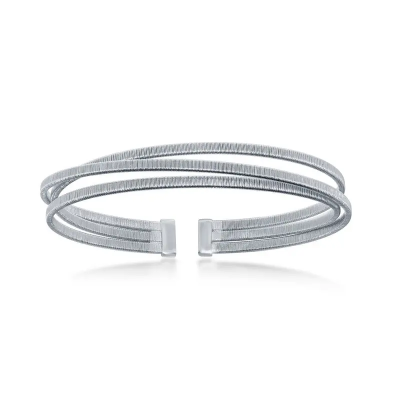 Sterling Silver, Triple Wire Designer Bangle, Bonded with Platinum