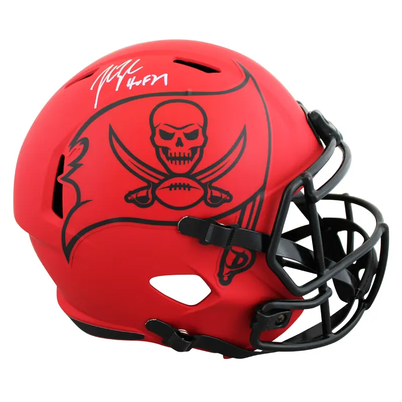 Buccaneers John Lynch "HOF 21" Signed Rave Full Size Speed Rep Helmet BAS Wit