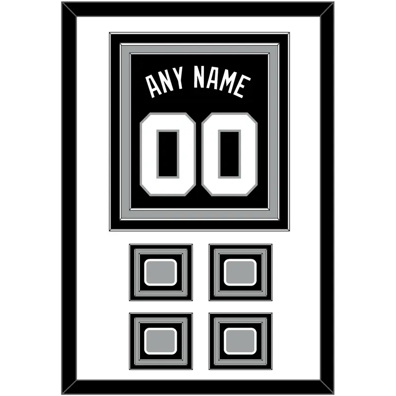 San Antonio Name & Numbers With 4 Finals Patches - Road Black (1989-2002) - Triple Mat 1