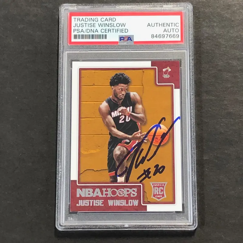 2015-16 NBA Hoops #300 Justice Winslow Signed Card PSA/DNA Slabbed RC Heat