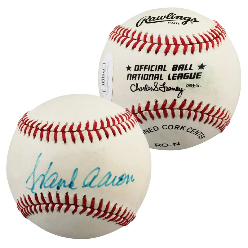 Braves Hank Aaron Authentic Signed Charles Feeney Onl Baseball JSA #YY61141