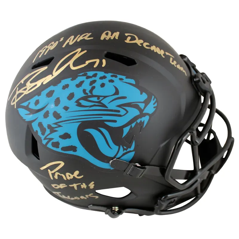 Jaguars Tony Boselli "2x Insc" Signed Eclipse Full Size Speed Rep Helmet BAS Wit