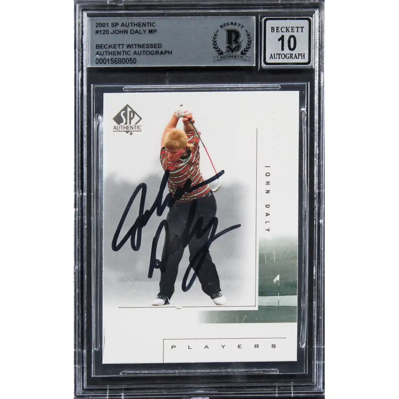 John Daly Authentic Signed 2001 SP Authentic #120 Card Autographed BAS Slabbed 1