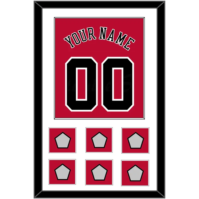 Chicago Name & Number With 6 Champions Trophy Patches - Road Red (1986-2017) - Single Mat 1