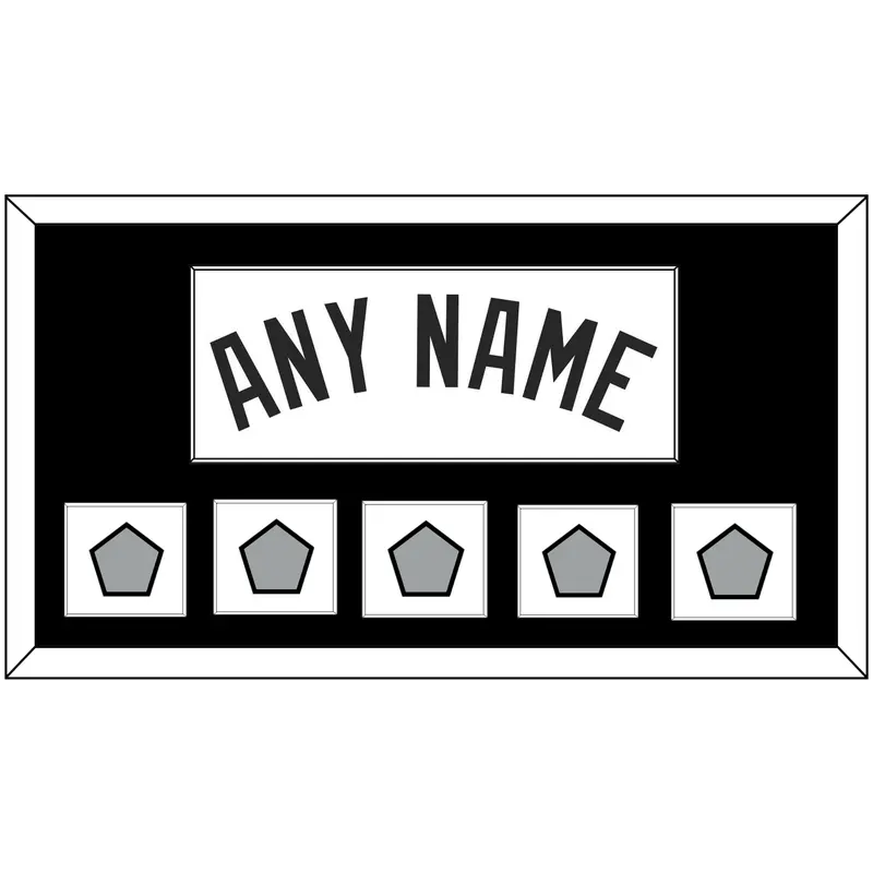 San Antonio Name With 5 Champions Banner Patches - Home White (1989-2002) - Single Mat 1