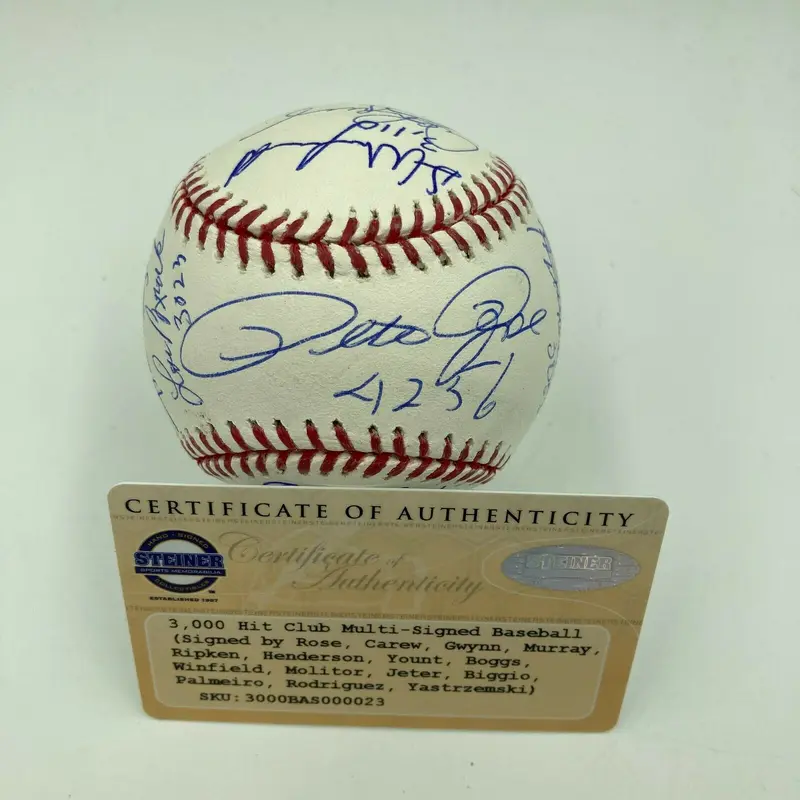 Beautiful Derek Jeter 3,000 Hit Club Signed Inscribed Baseball 16 Sigs Steiner