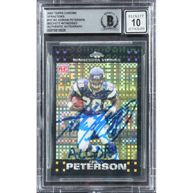 Adrian Peterson Signed 2007 Topps Chrome Xfractors #TC181 Card Auto 10! BAS Slab