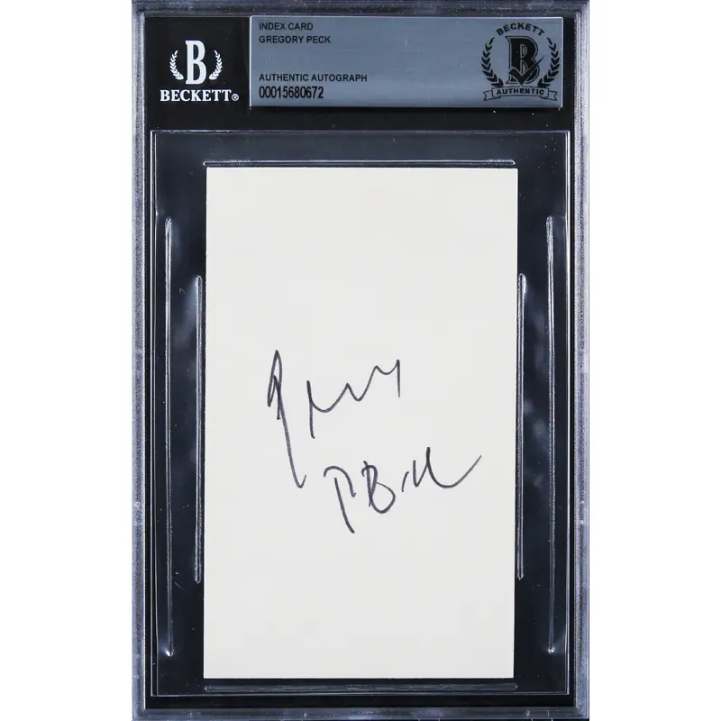 Gregory Peck To Kill a Mockingbird Authentic Signed 3x5 Index Card BAS Slabbed