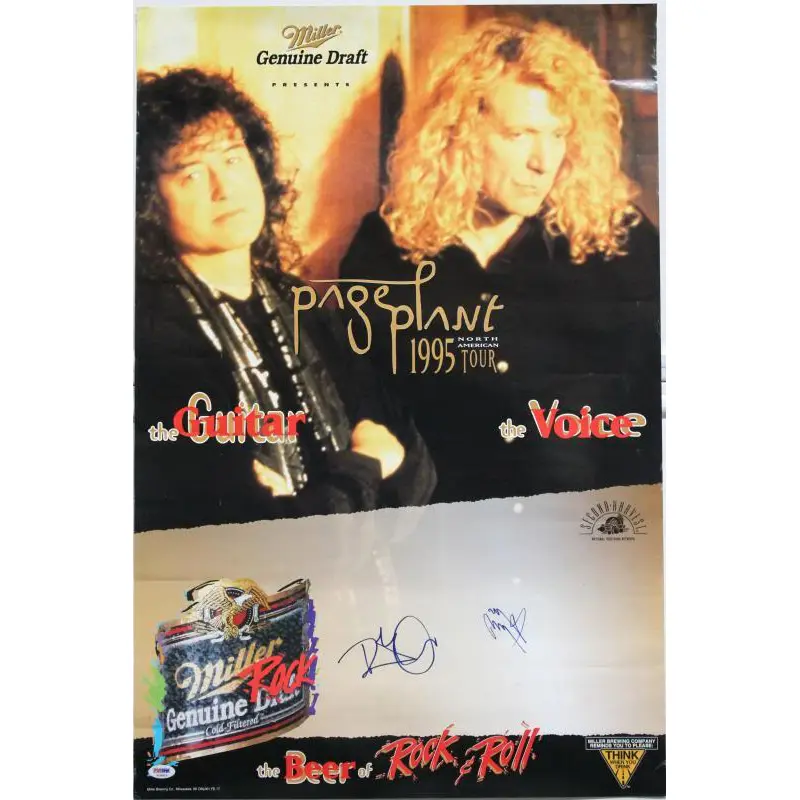 Led Zeppelin- Robert Plant & Jimmy Page Signed 20X30 Poster PSA/DNA #T08816