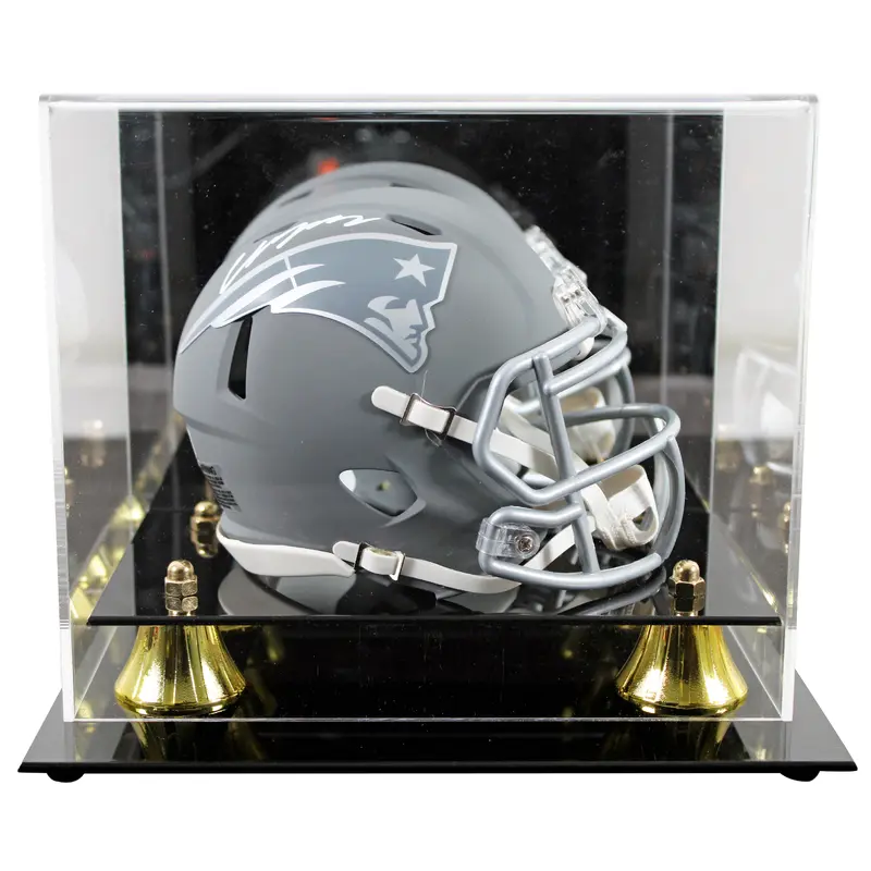 Patriots Christian Gonzalez Signed Slate Speed Mini Helmet W/ Case BAS Witnessed