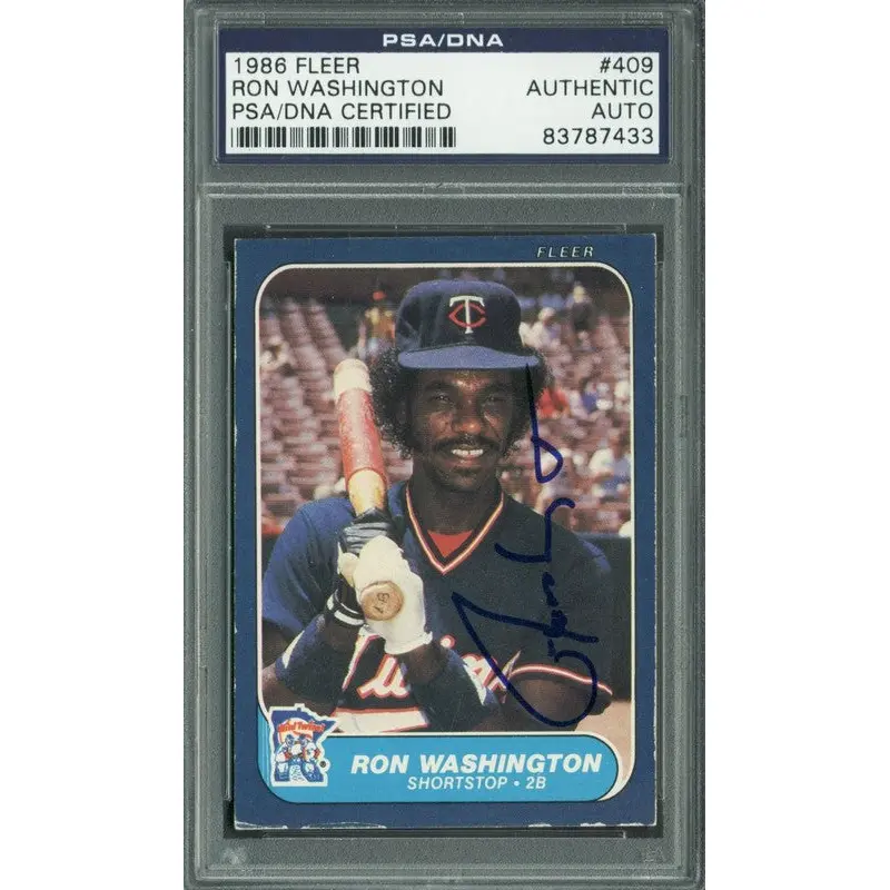 Rangers Ron Washington Authentic Signed Card 1986 Fleer #409 PSA/DNA Slabbed