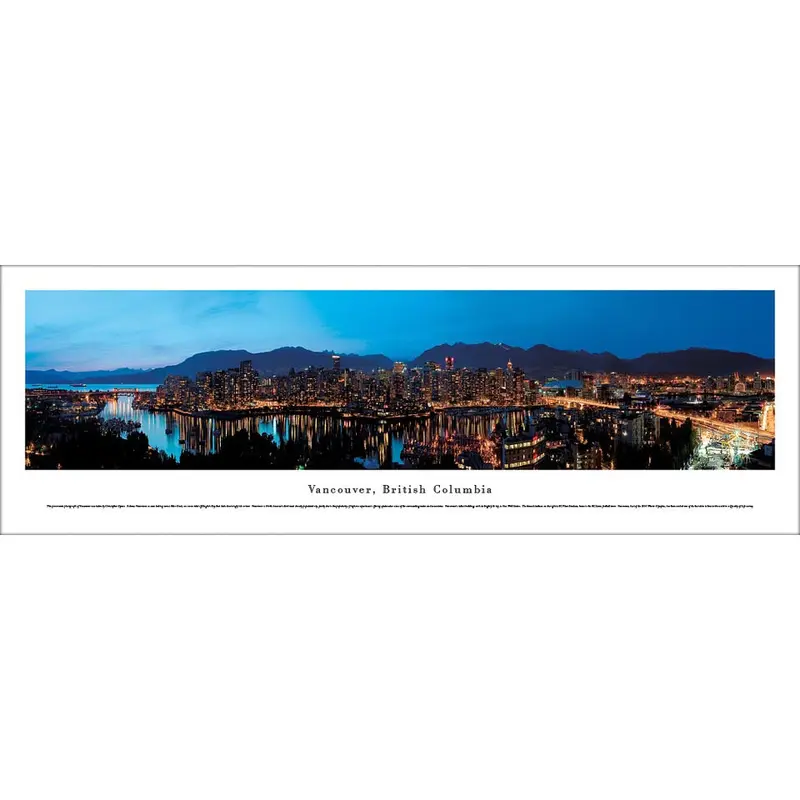 Vancouver, British Columbia Skyline at Dusk Panoramic Poster - Blakeway Worldwide
