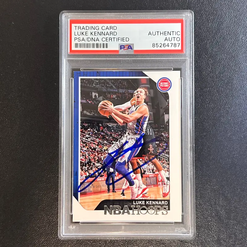 2018-19 NBA Hoops #124 Luke Kennard Signed Card AUTO PSA Slabbed Pistons