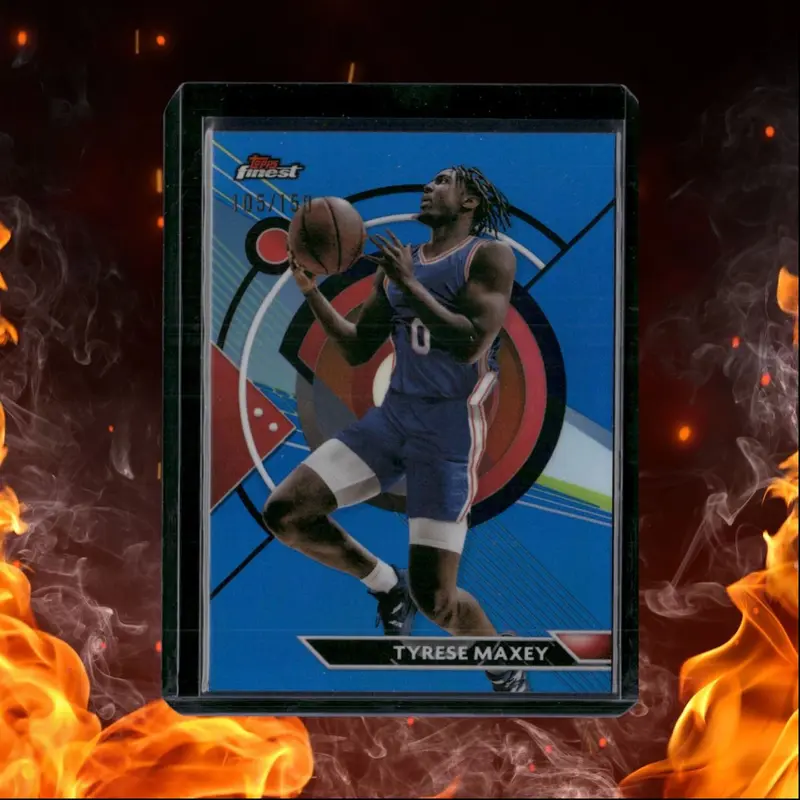 2023-24 Topps Finest Basketball Tyrese Maxey Blue Refractor 105/150 #38