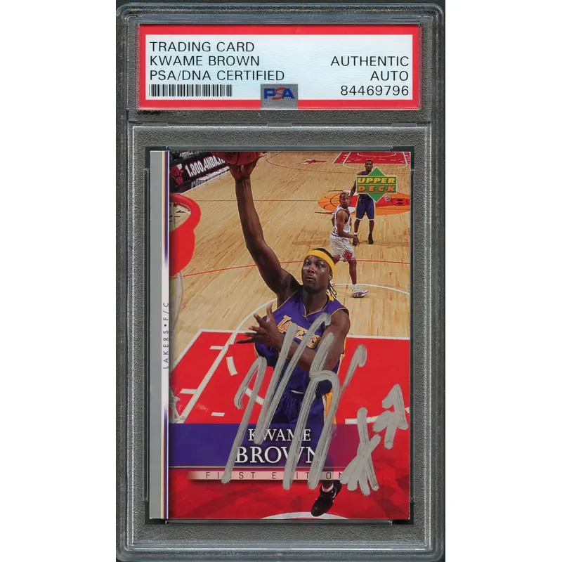 2007-08 Upper Deck First Edition #41 Kwame Brown Signed Card AUTO PSA Slabbed Lakers