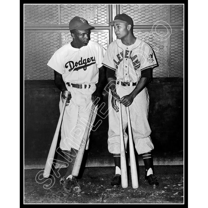 Jackie Robinson Larry Doby 8X10 Photo - 1947 Dodgers Indians - 11968