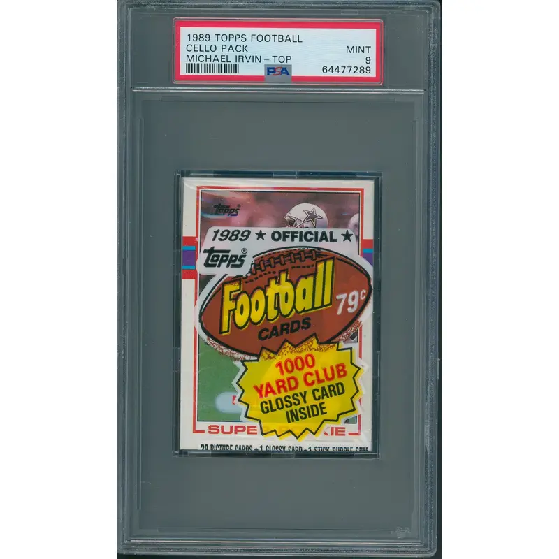 1989 Topps Football Unopened Cello Pack PSA 9 Michael Irvin Top *7289