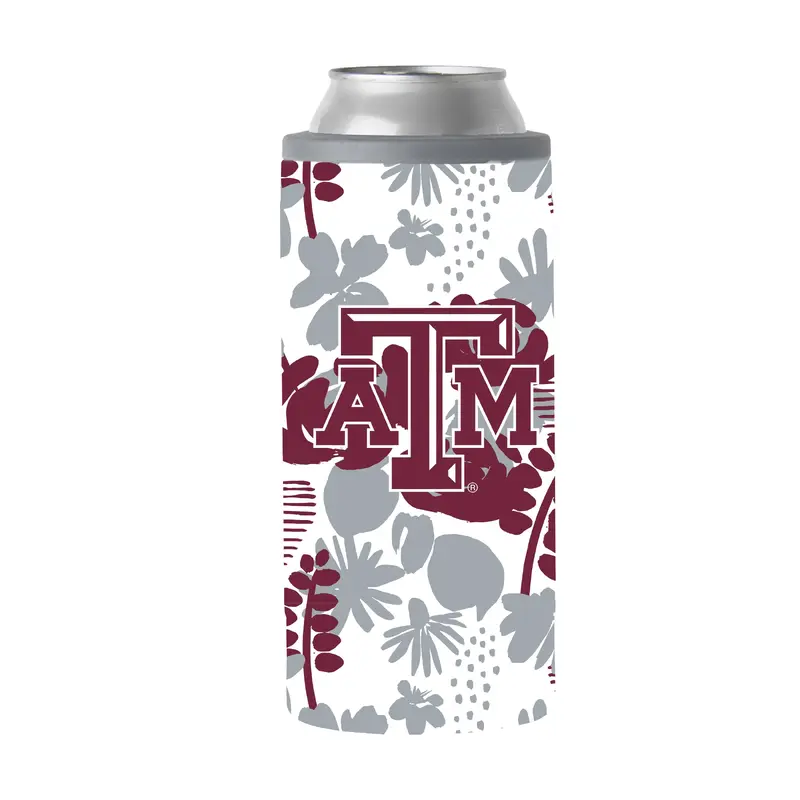 Texas A&M 12oz Floral Slim Can Coolie