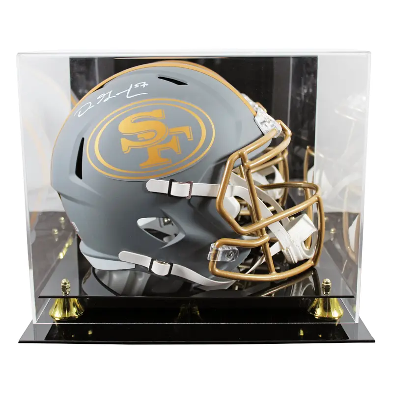 49ers Dre Greenlaw Signed Slate Full Size Speed Rep Helmet W/ Case BAS Witnessed