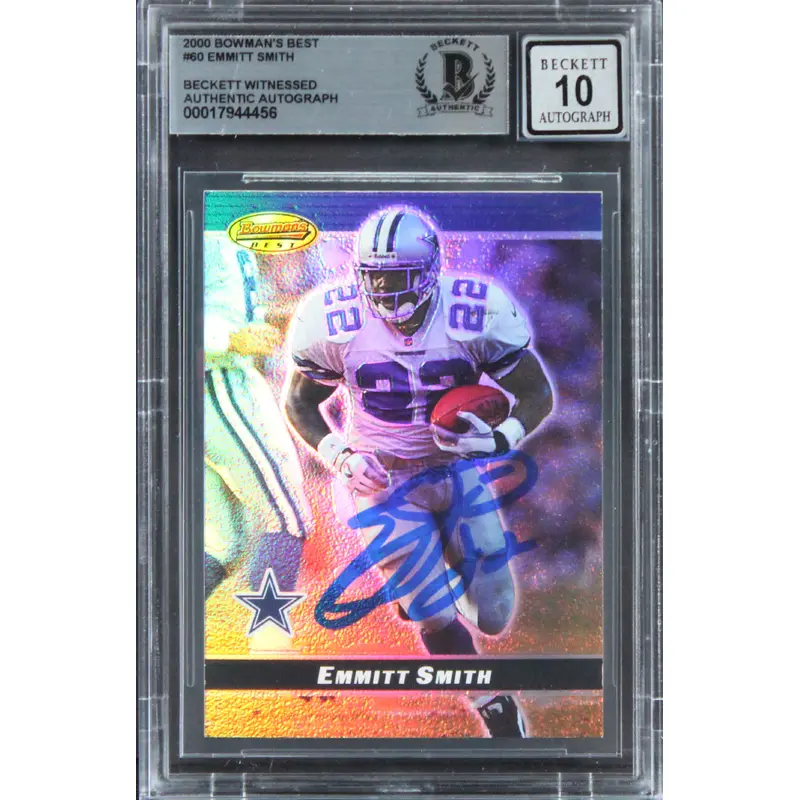 Cowboys Emmitt Smith Signed 2000 Bowman's Best #60 Card Auto 10! BAS Slabbed