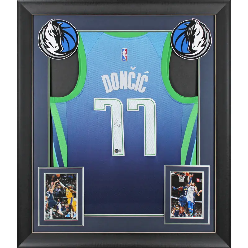 Mavericks Luka Doncic Authentic Signed Blue Nike Framed Jersey BAS #AC69090