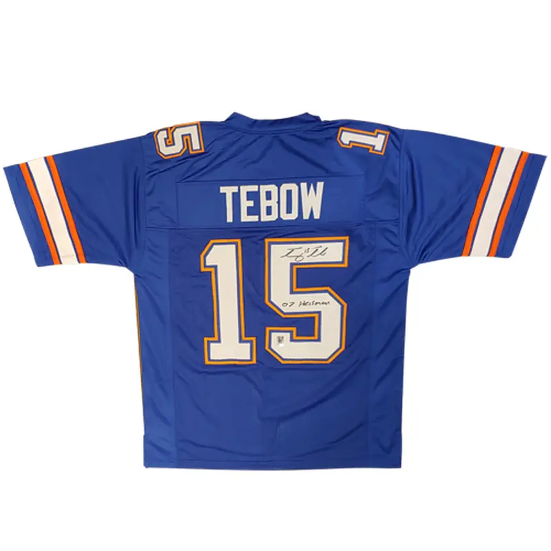 Tim Tebow Autographed Florida Gators (Blue #15) Jersey w/ "07 Heisman" - Tebow Holo