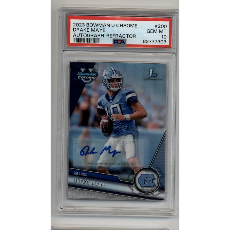 Drake Maye 2023 Bowman Chrome University Refractor 225/499 Auto PSA 10 Gem Mint