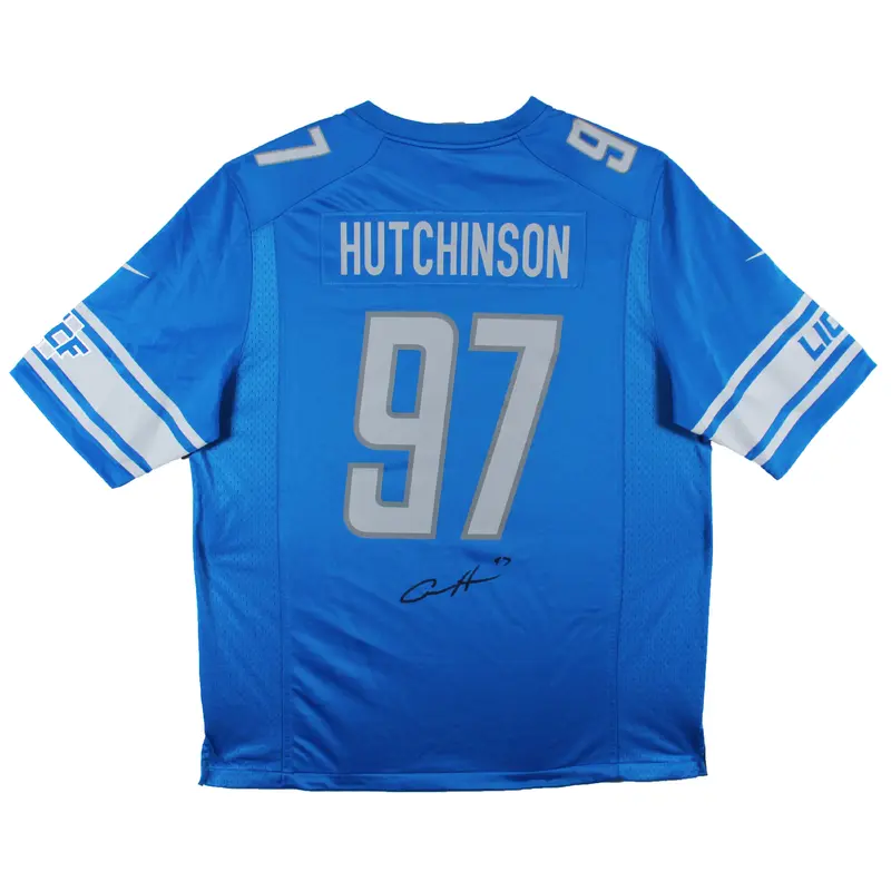 Lions Aidan Hutchinson Authentic Signed Blue Nike Jersey BAS Witnessed