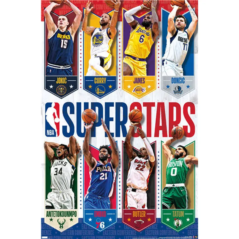 NBA Superstars 2022-23 Poster (8 Basketball Greats In Action) - Costacos Sports Inc.