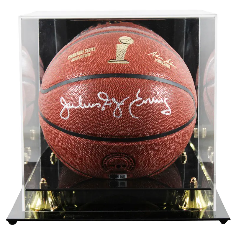 76ers Julius "Dr. J" Erving Signed Wilson Trophy Series Basketball W/ Case BAS W