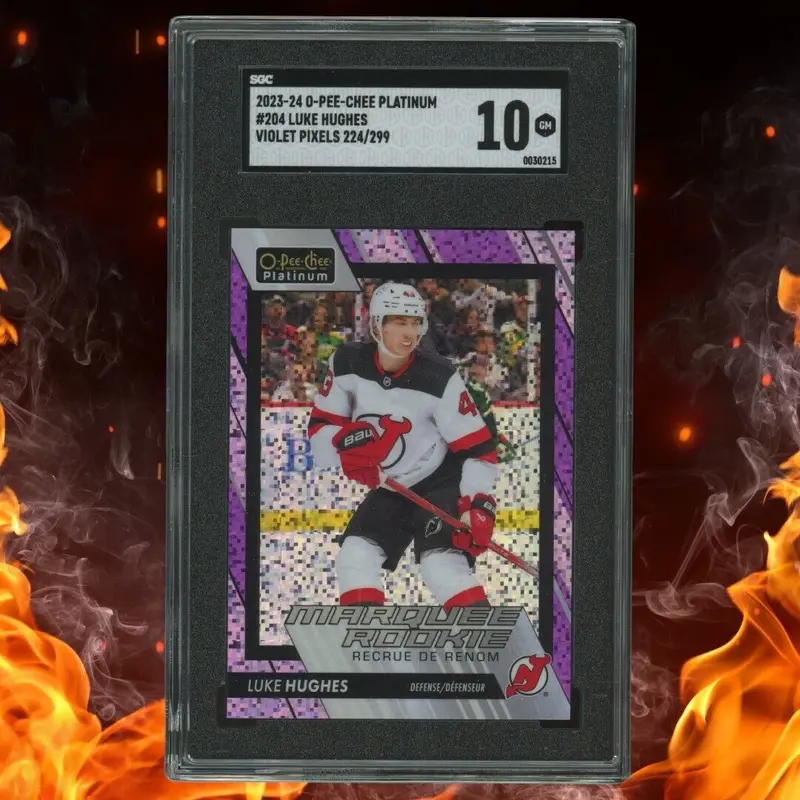 2023-24 O-Pee-Chee Platinum LUKE HUGHES Marquee Rookie /299 Violet Pixels SGC 10