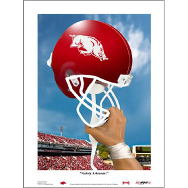 Arkansas Razorbacks "Victory" Football Art Print - USA Sports Inc.