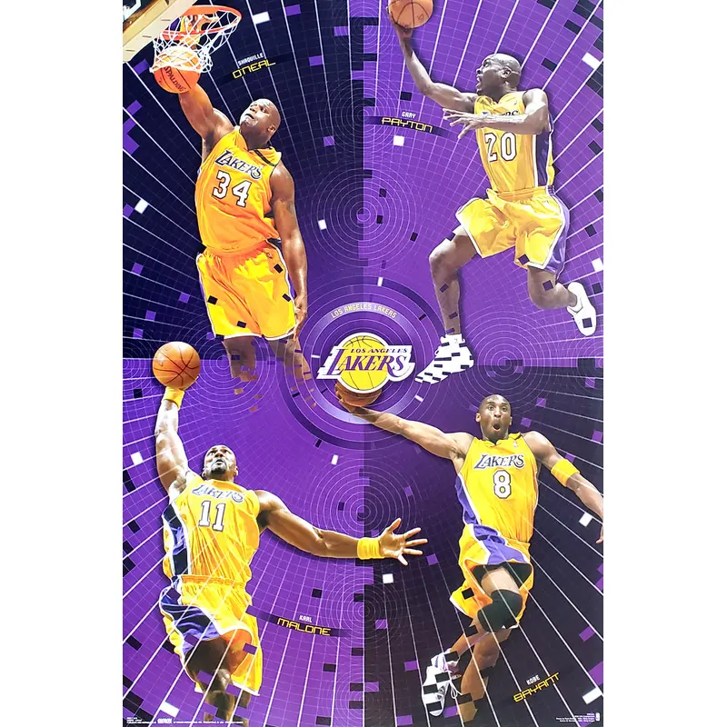 Los Angeles Lakers "Four Legends" Poster (Kobe, Shaq, Payton, Malone) - Costacos 2003