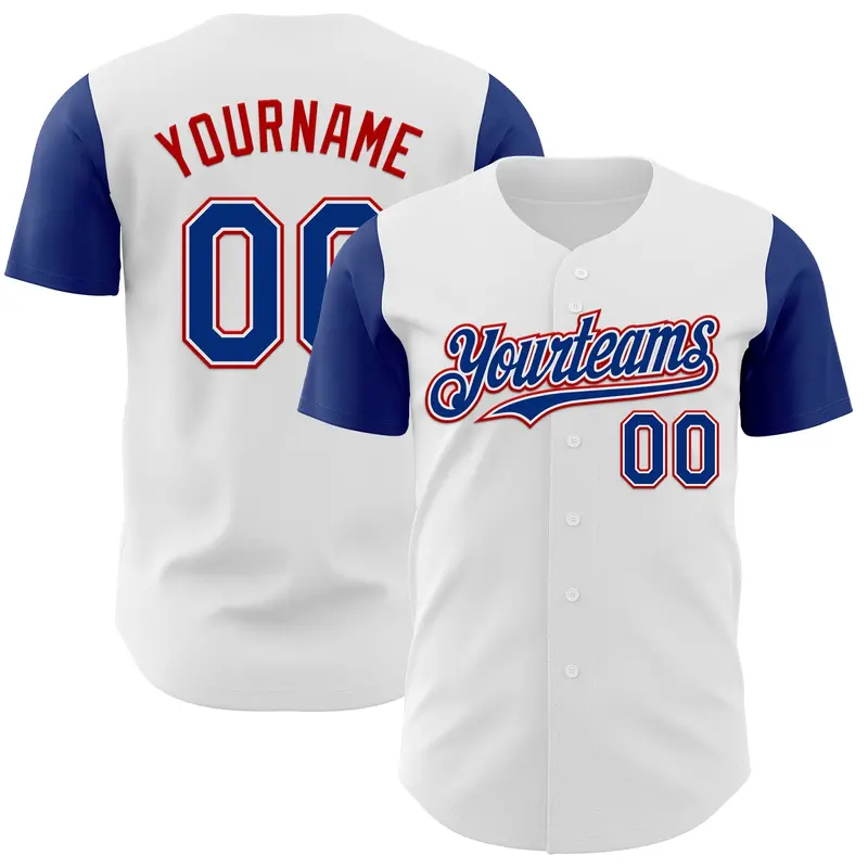 Custom White Royal-Red Authentic Two Tone Baseball Jersey