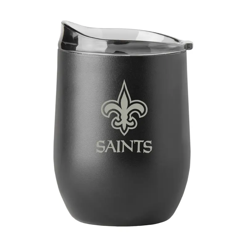 New Orleans Saints GunMetal 16oz Black Powder Curved Beverage