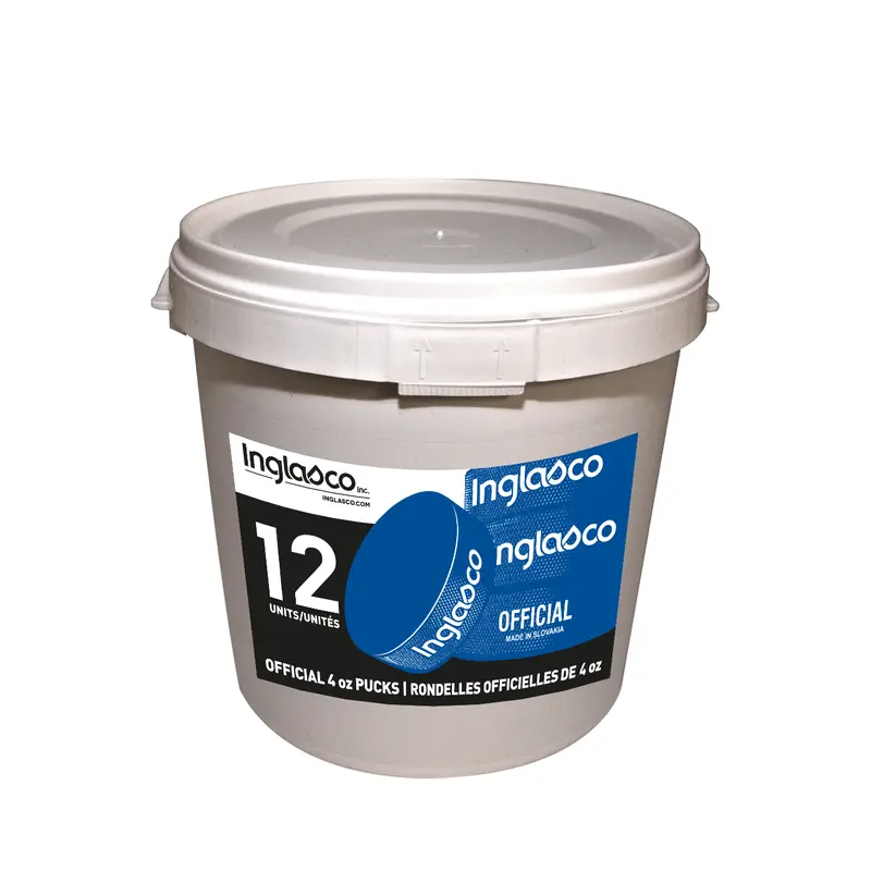 Bucket Of 12 Blue Junior 4oz Hockey Pucks