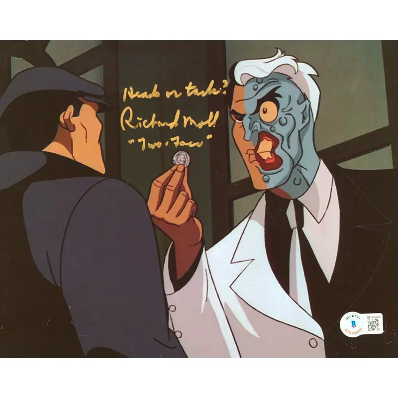 Richard Moll Batman Animated Series "Two Face" Signed 8x10 Photo BAS #BF06463