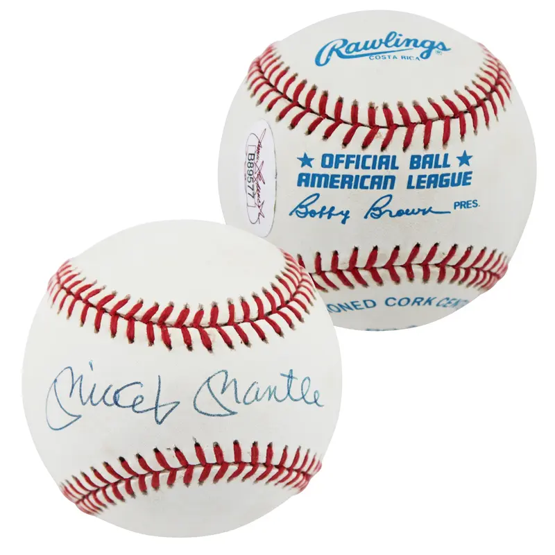 Yankees Mickey Mantle Authentic Signed Bobby Brown Oal Baseball JSA #B89577