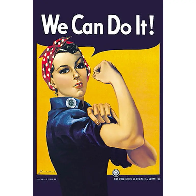 Rosie the Riveter "We Can Do It!" by J. Howard Miller WWII Vintage Poster Reprint (24"x36")