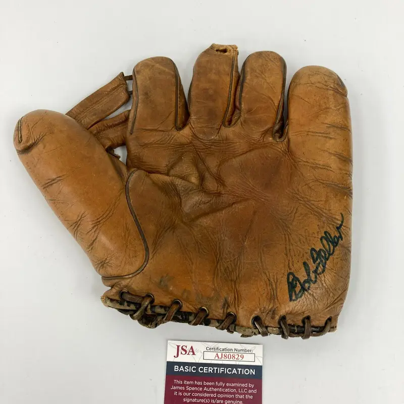 Bob Feller Signed 1940's Wilson Game Model Baseball Glove JSA COA