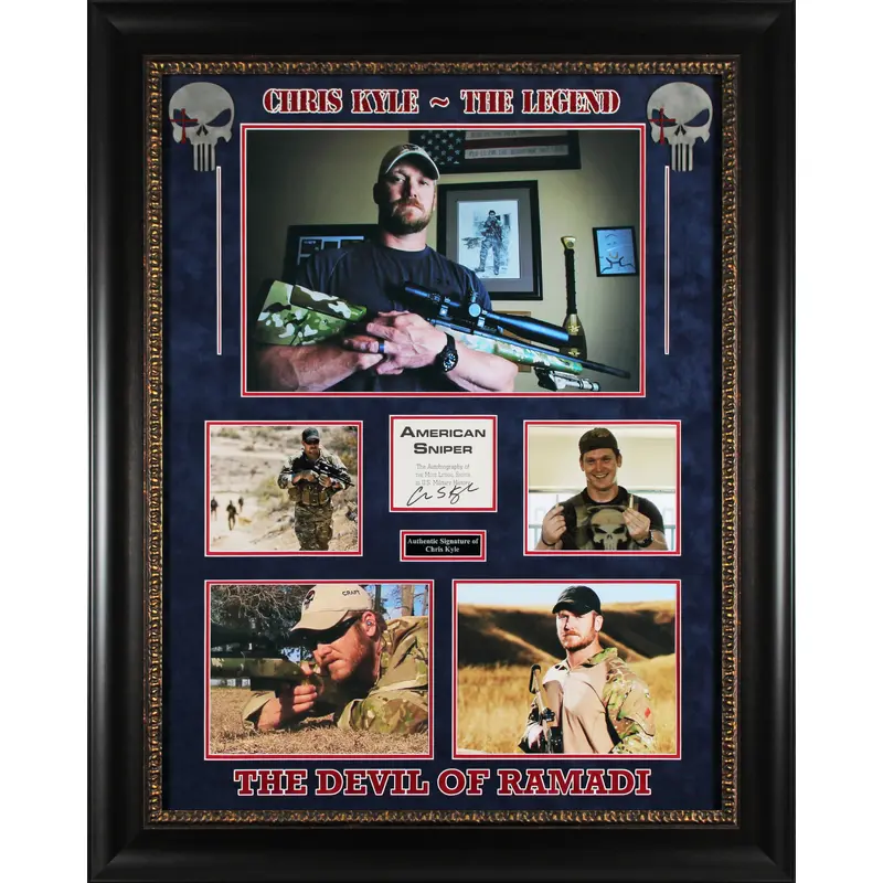 Chris Kyle Authentic Signed & Framed 4x4 Cut Signature PSA/DNA #AB04157